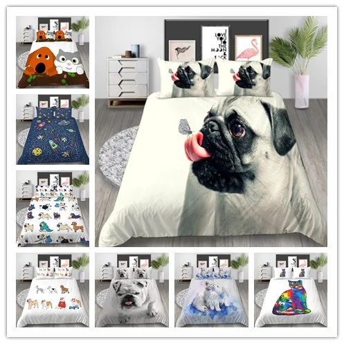 3D домашних животных собаки серии «кошка», комплекты постельного белья с принтом 2/3 шт./компл. постельное белье AB сбоку постельное белье кровать