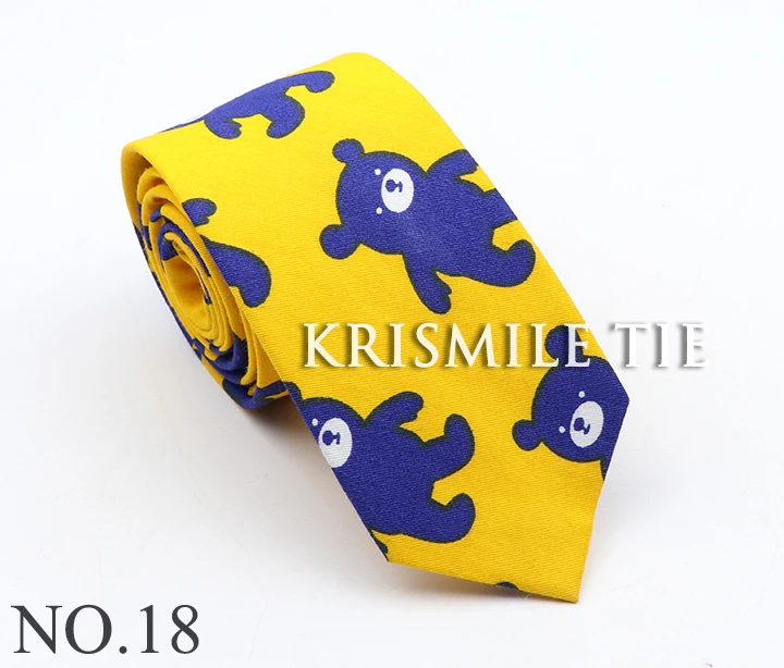 Neue männer Cartoon Print Krawatte Für Männer Frauen Dünne Bunte Baumwolle Krawatte Ente Bär Banane Früchte 6CM Schmale lustige Cravate Geschenk – Detail 21