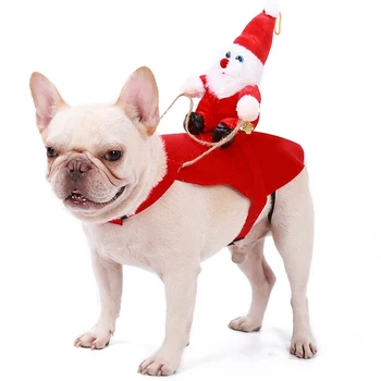 

Christmas Dog Clothes Funny Riding Santa Claus Pet Costume For Small Large Dogs Party Dressing Up Clothing Pet Cat Apparel &