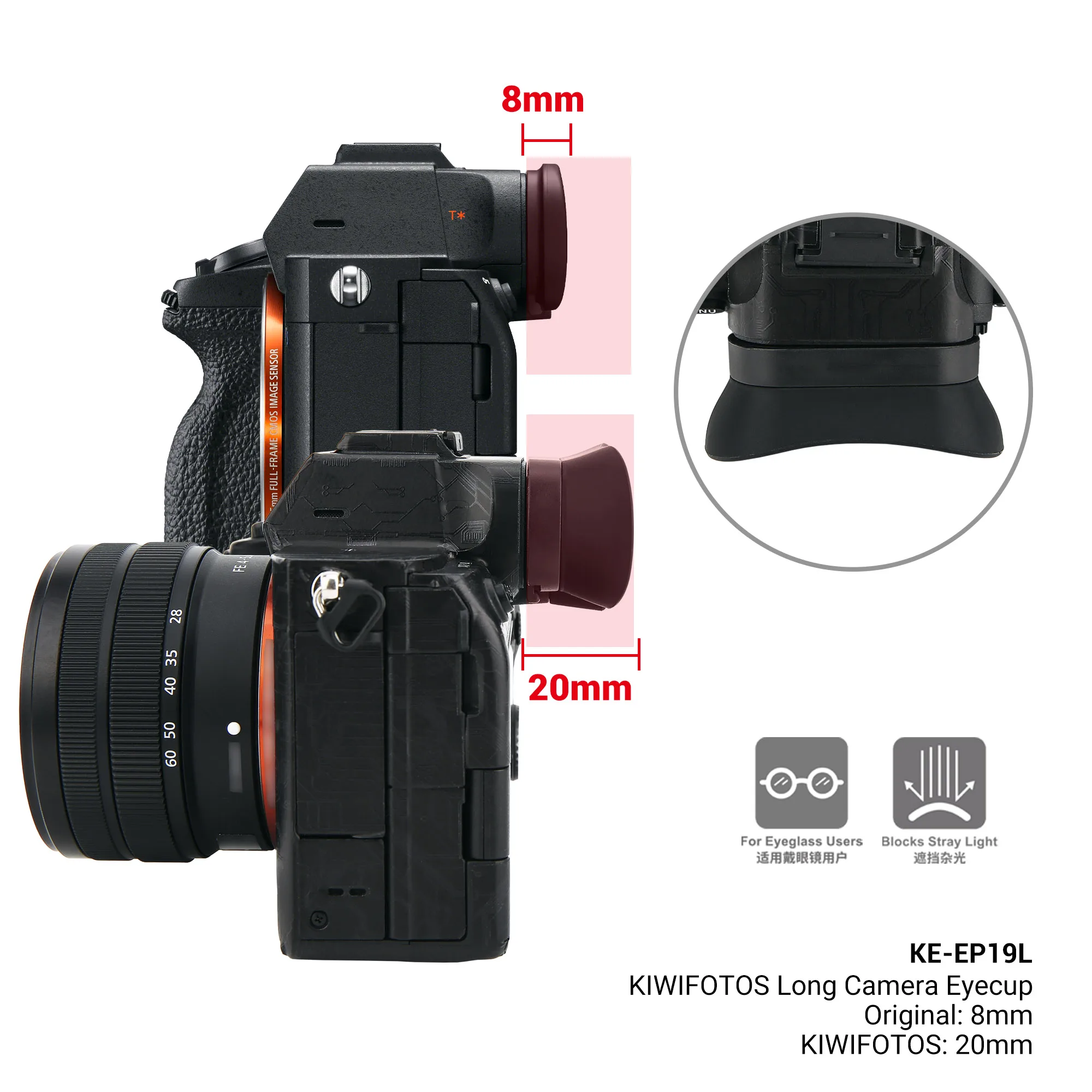 Ocular de Câmera Macia do Silicone Visor para Sony A7r5 A7rv A7m4 A7iv a1 A7siii A7s Iii A7s3 A7sm3 Sombra Longa Fda-ep19 - Image 3