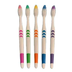 Eco - Friendly Soft - Bristle Antibacterial Toothbrush - Bamboo Charcoal Deep Cleaning Set (5 - Pack) (WHITE)
