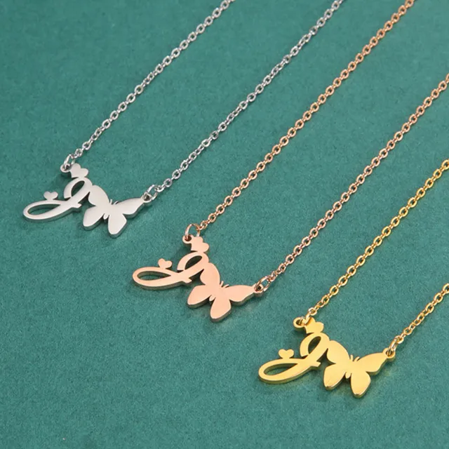 Butterfly Jewelry Alphabet Chain Choker 