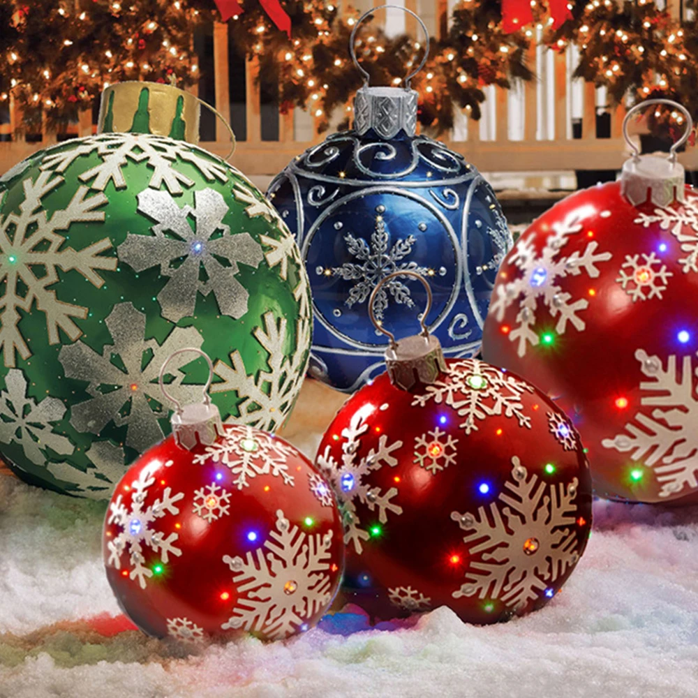 New 60CM Outdoor Christmas Inflatable Decorated Ball Made PVC Giant Big Large Balls Tree Decorations Outdoor Decoration Toy Ball 2
