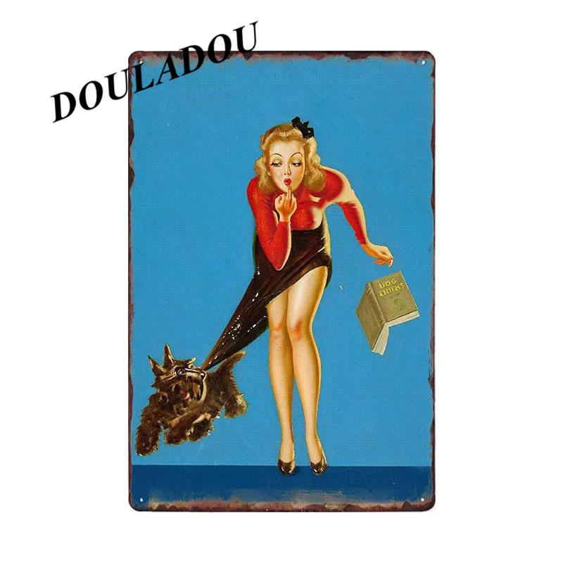 [Douladou] волшебная девушка, игральные карты, винтажная металлическая жестяная вывеска, бар, паб, комната, вечерние, для леди, тарелка, декор на стену, Ретро стиль, табличка, плакат, 30*20 см