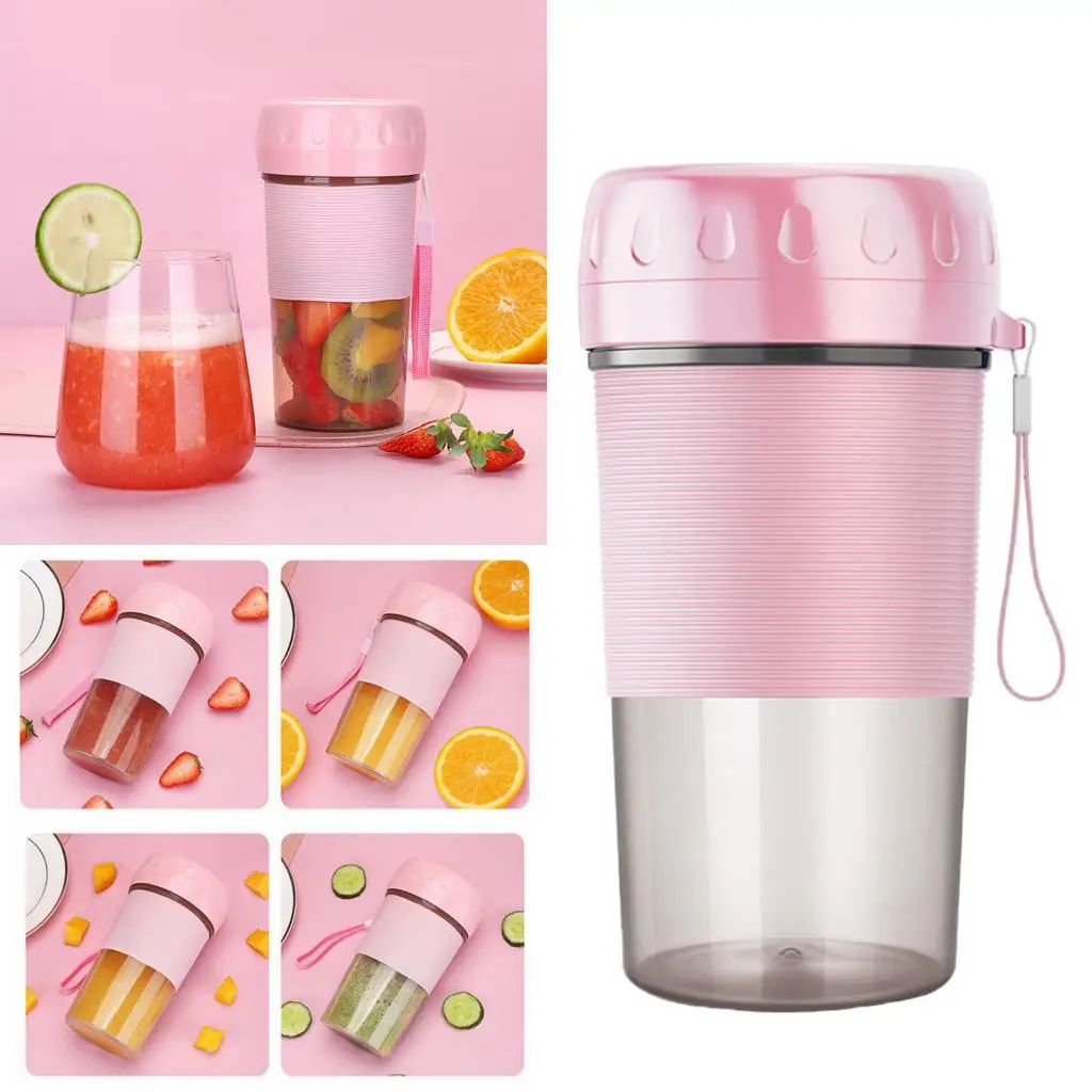 USB Electric Safety Juicer Cup Mini Portable Rechargeable 0.3L Water Bottle Personal Size Smoothies Shakes Ice Blender Mixer