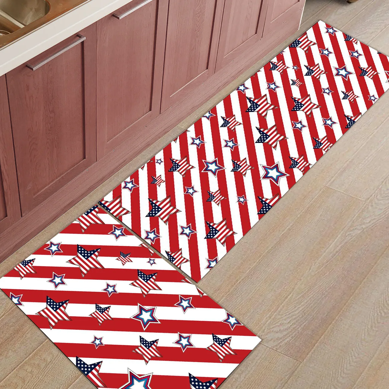 Независимый день ретро-Флаг США Звезда 2 шт. коврик для кухни аксессуары для ванной комнаты Набор грязи мусора грязи Траппер пол ковры площадь