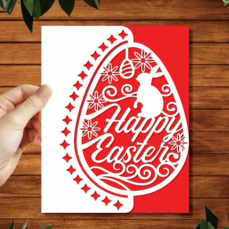 

Happy Easter Letters Egg Invitation Metal Cutting Dies Bunny Cut Die Mold Deco Embossing Template DIY Greeting Card Handmade