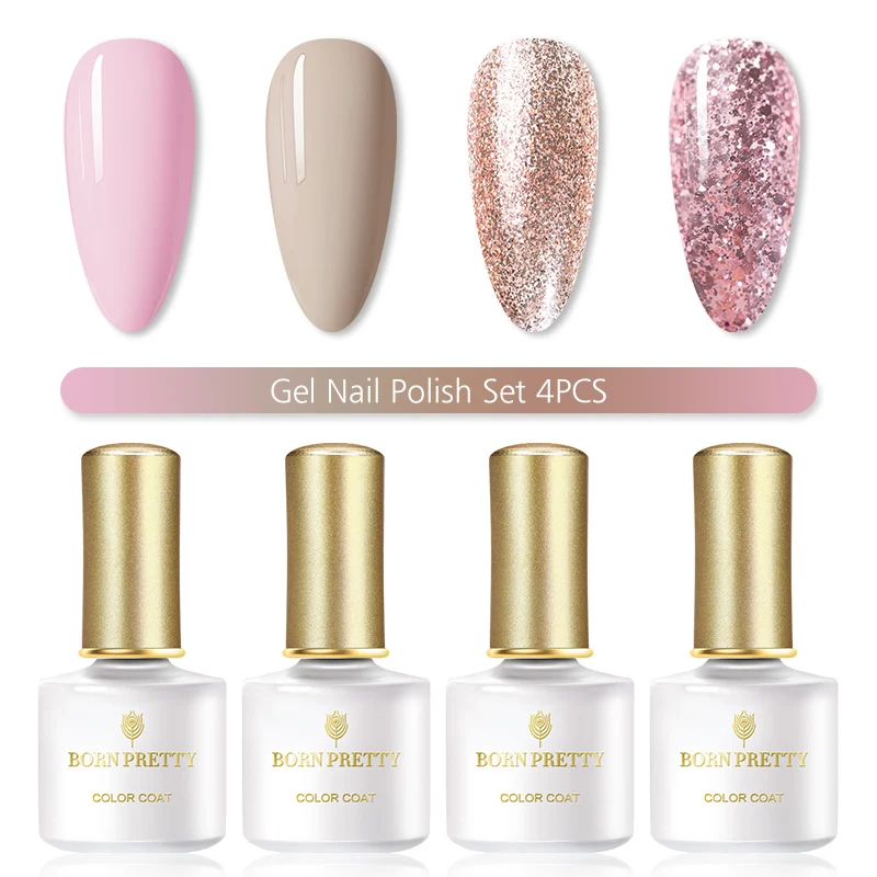 От BORN PRETTY набор гель лаков для ногтей 4 шт./компл. био Гели Soak Off УФ Лаки базовое