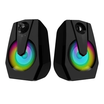 

SMALODY Computer Speakers USB Multimedia Stereo Speakers LED Colorful Dual Speakers for PC Laptops