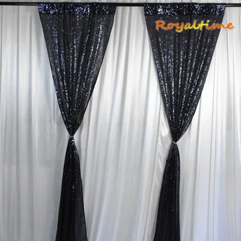 

Royaltime 2pc 2x8ft Navy Blue Sequin Backdrop Curtain Wedding Photobooth Photography Background Wedding Christmas Party Decor