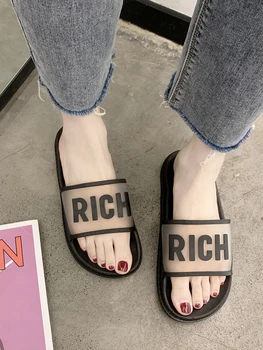 

Women Summer Slippers Shoes Woman 2019 Transparent Peep Toe Flip Flops Clear Women Outdoor Flat Beach Slides Beach Slides Flip