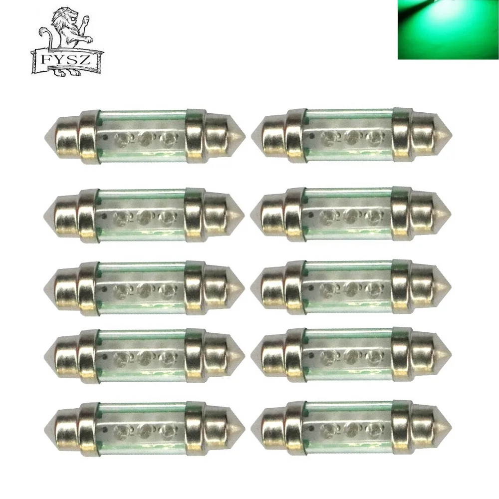 10Pcs LED Festoon 39mm 7000K Green C5W Car Bulbs Auto Light Festoon the Error Free Canbus Lamp