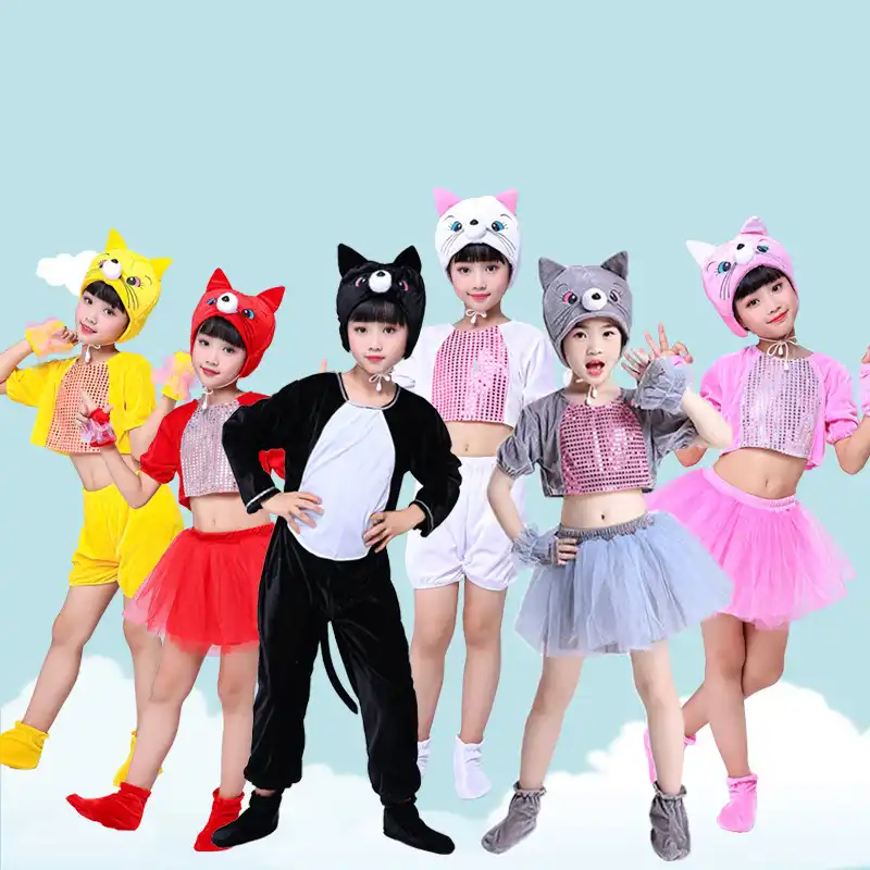 かわいい猫衣装子供の動物コスプレドレスアップハロウィンコスチューム子供のための Aliexpress