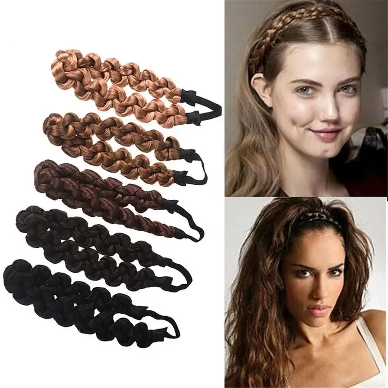 Модный синтетический парик, крученые резинки для волос, модные косички, аксессуары для волос, женские богемные плетеные эластичные повязки на голову, стрейч-бандана