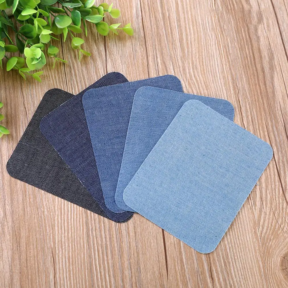 20pcs 5 Color DIY Iron on Denim Fabric Patches for Clothing Jeans Repair Kit