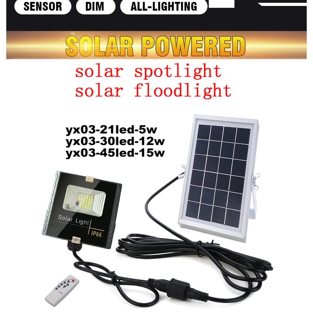 

LED Solar light Solar Panel Power lamp Path light Street Porch Security Outdoor Waterproof Wall lamp remote timer split mount in