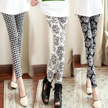 

Casual Black And White Vertical Striped Printed Women Leggings Fashion Elasticity Ankle-Length Pant Female Fitnes Legging