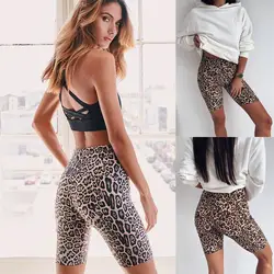 Леггинсы Goocheer с леопардовым принтом, женские спортивные штаны с пятью точками, обтягивающие летние женские штаны, облегающие Лосины
