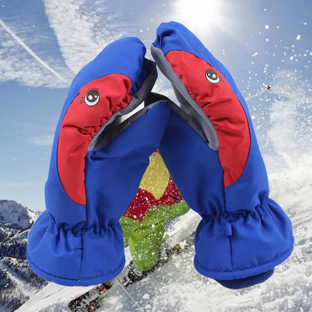 Children Winter Warm Ski Gloves Boys/Girls Sports Waterproof Windproof Non-slip Snow Mittens Extended Wrist Skiing Gloves