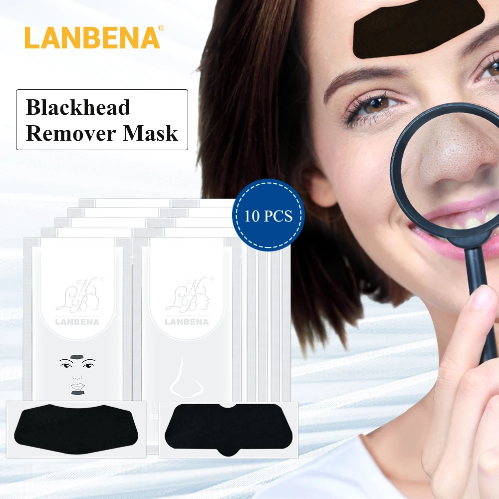 

LANBENA Blackhead Remover Nose Mask Black Head Mask Skin Care Moisturizing Acne Treatment Shrink Pores Facial Peeling Mask 10PCS