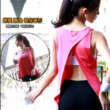 HTLD фитнес свободный крой низкий воротник спортивный жилет женский тонкий Быстросохнущий сзади разрез платье Лето