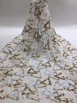 

Sequin style African lace fabric 2020 high quality lace French lace fabric Nigerian tulle sewing evening dress