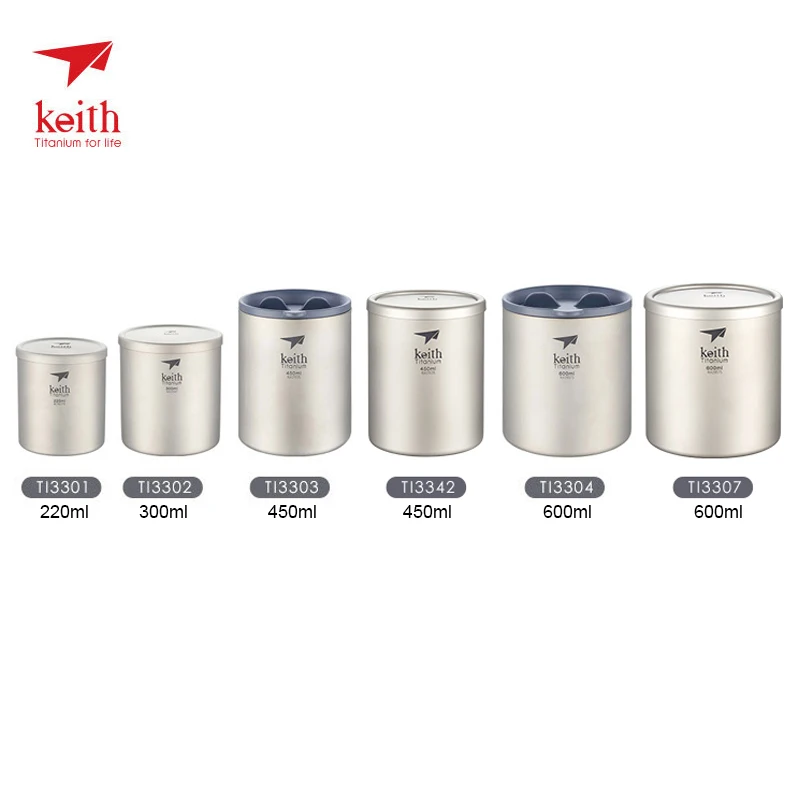 Кружка с двойной стенкой Keith Titanium 220 мл 600 мл|titanium cup|keith titaniumcup camping |