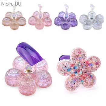 

Magnetic Nail Holder Training Practice Tool Acrylic Crystal Showing Shelf DIY False Nails Art Flower Shape Kawaii Display Stand