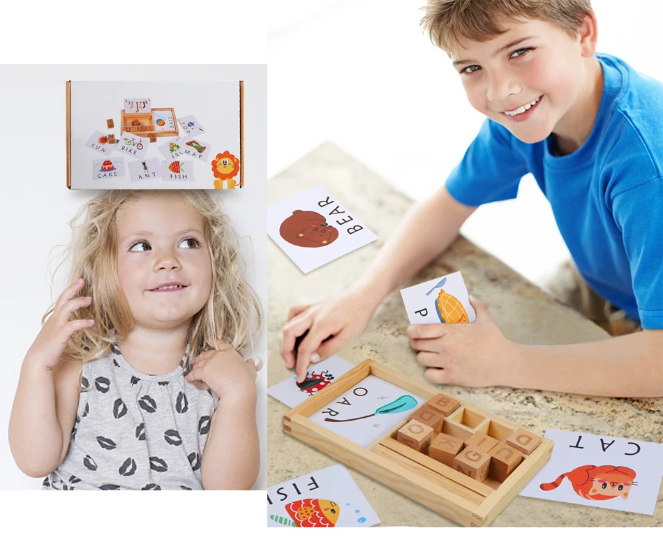 Деревянная игра с орфографическими словами, детские развивающие игрушки для детей, Обучающие деревянные игрушки, обучающая игрушка Монтессори, детские подарки