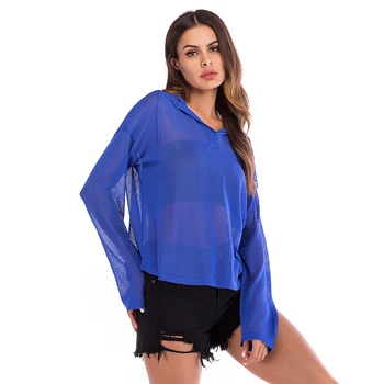 

Loose sweater autumn and winter new thin hooded pullover long sleeve solid color clothing