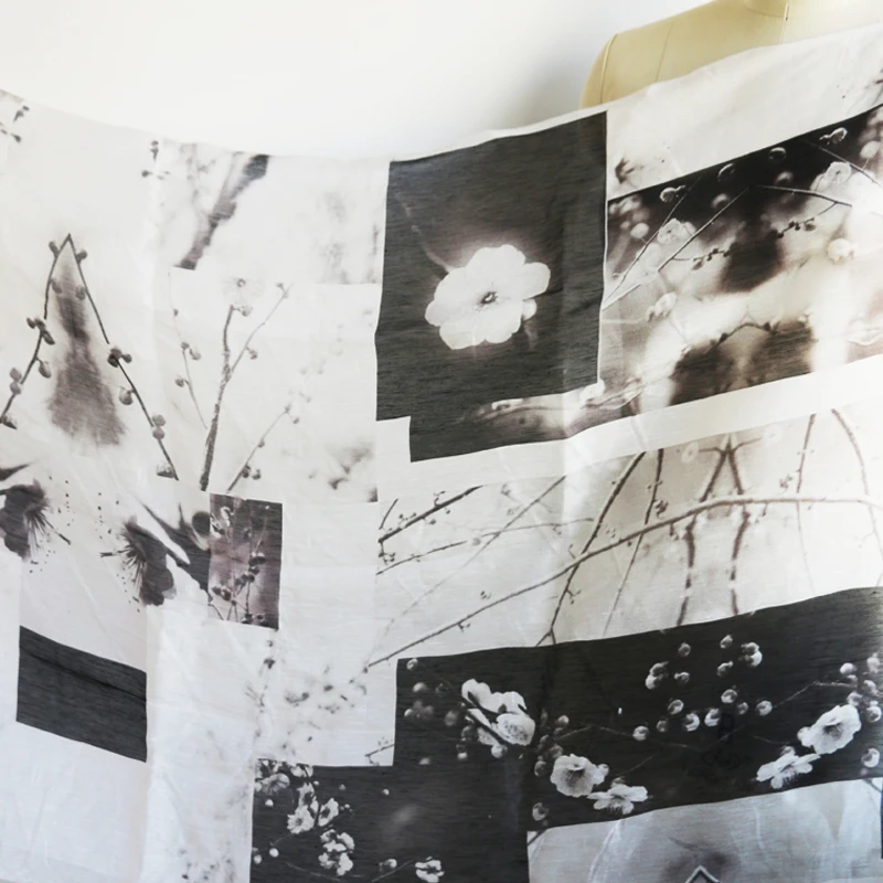 75 см* 138 см живопись шелк Лен Марля ткань платье шарф текстиль Slub натуральный