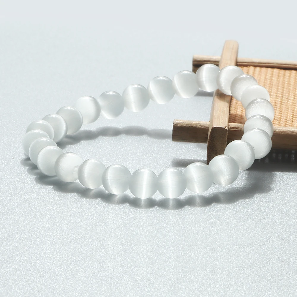 Bracelet Jewelry Natural Cat Eye Stone Bracelet Charm Women Opal Beaded Bracelets Multicolor Stretch Bangles Men Yoga Wrist Jewelry Friends Gifts