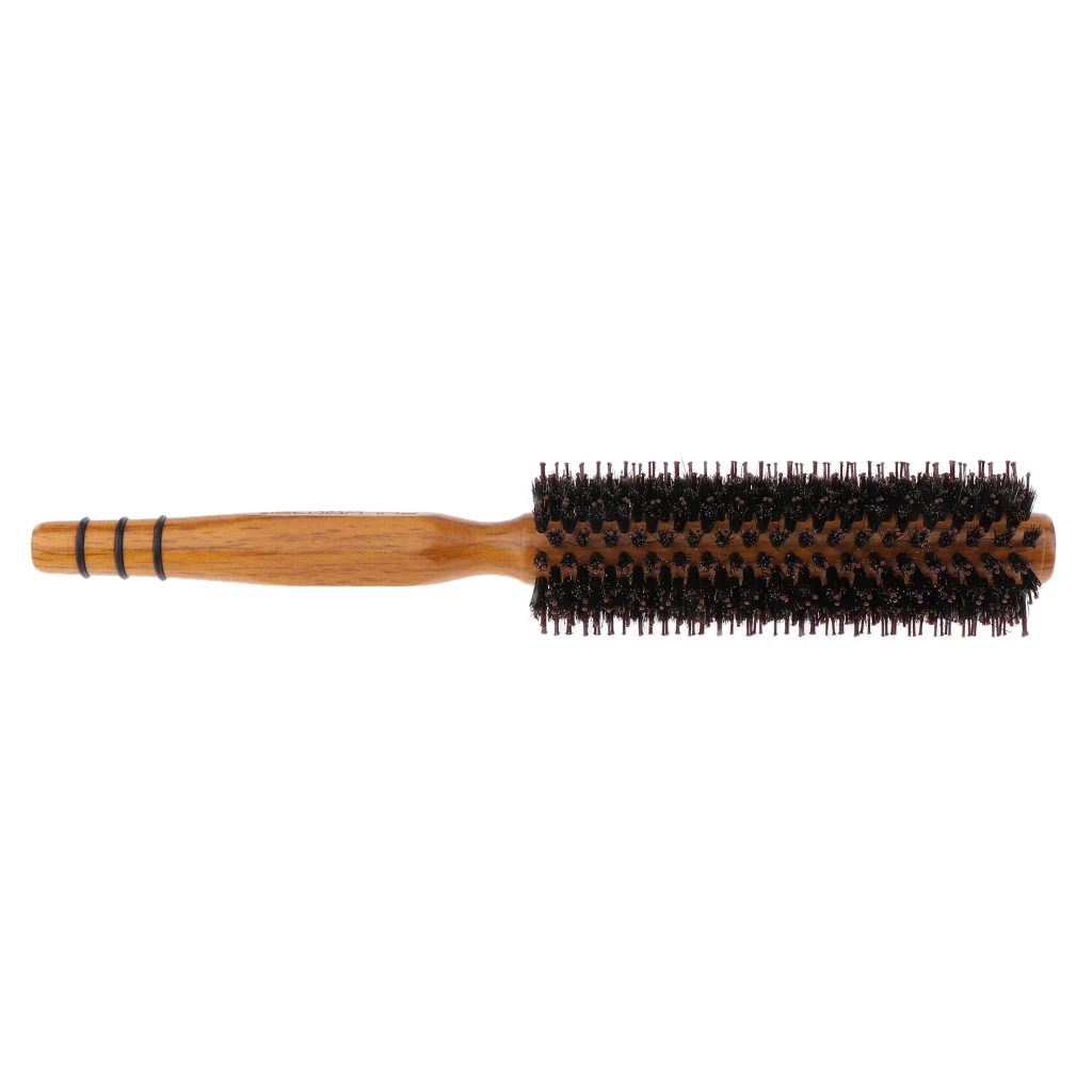 Round Styling Hair Brush Blow Dryer & Curling Rolled Brush with Natural Wooden Handle for Women and Men
