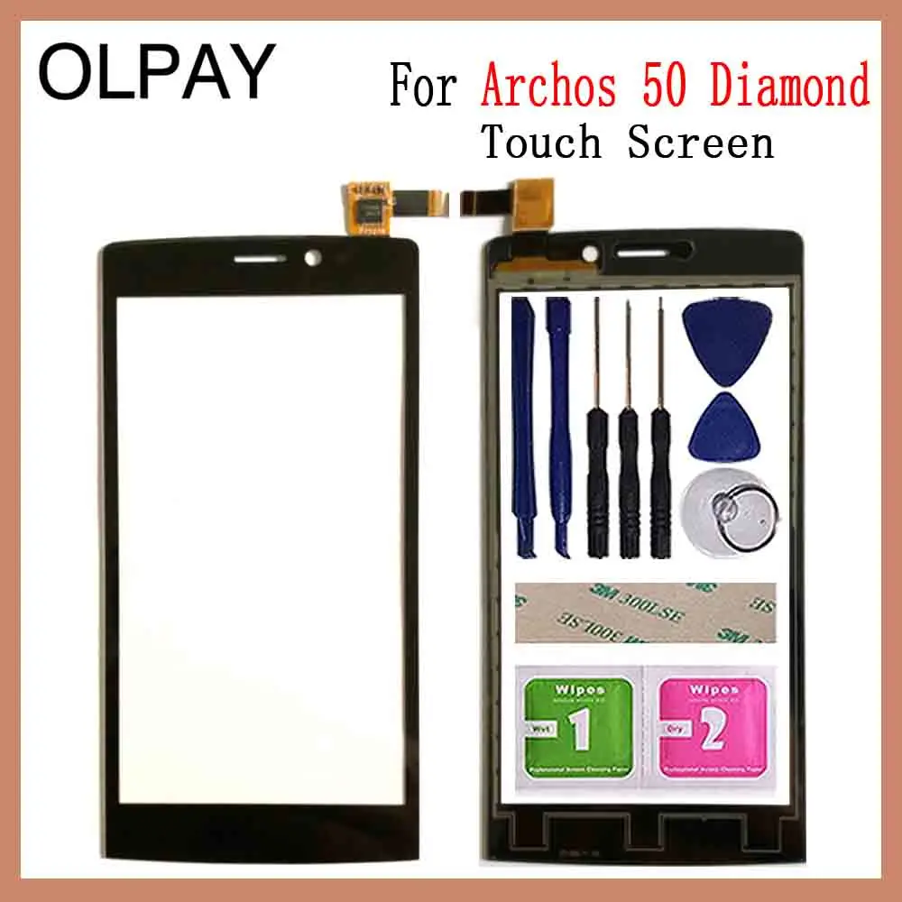 OLPAY 5,0 ''для Archos 50 Алмазный сенсорный экран дигитайзер панель передняя внешняя передняя стеклянная линза сенсорные инструменты Бесплатный клей+ салфетки