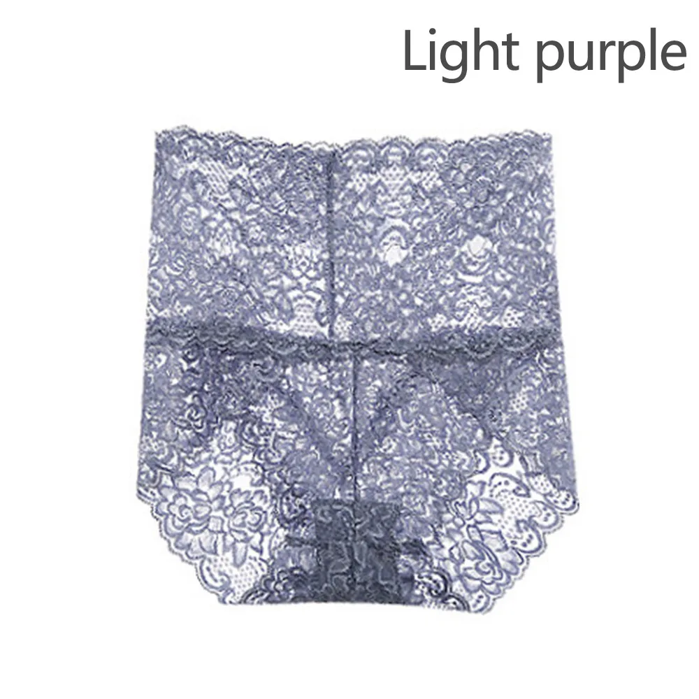 light purple Сексуальное женское кружевное нижнее белье, трусики с высокой талией, кружевные трусики, нейлон+ хлопок, нижнее белье, короткое эластичное цветочное Ночное нижнее белье - Цвет: light purple