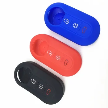 

Silicone key FOB Shell Blank Cover Case sticker skin for FIAT 500 Panda Punto Bravo Flip Folding remote holder protected
