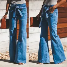 blue jeans with ruffles on the bottom