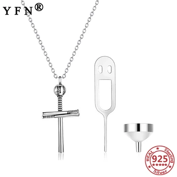 

YFN 925 Sterling Silver Cross Urn Necklaces for Ashes Baseball Memorial Urns Pendants Necklaces Pet Ash Casket Cremation Jewelry