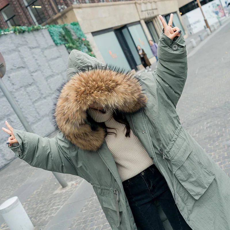 

Has Large Cargo 2017 Winter New Style Korean-style WOMEN'S Wear Thick Really Big Fur Collar Cotton-padded Clothes