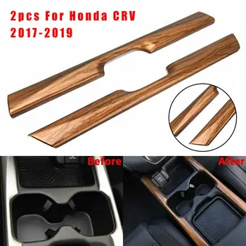 

100% High Quality 2pcs Peach Wood Grain Water Cup Holder Cover Durable Trim Decor For Honda CRV 2017-19