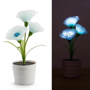 

LED Plant Lamp Orchid Solar Light Luminous Potted Plant Indoor Home Room Desktop Lamps Waterproof Bonsai Orchid Shape Lights