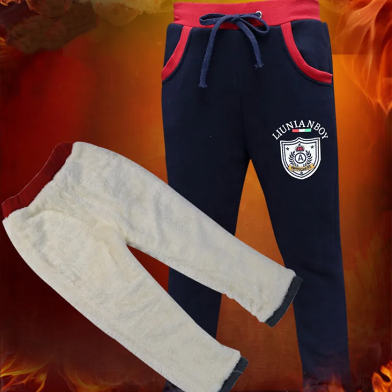 

Pants for Boys Kids Plus Velvet Thicken Casual Outdoor Winter Warm Children's Sports 2019 Trousers Spodnie Chlopiec