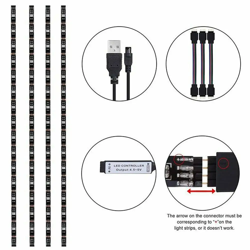 USB Светодиодная лента RGB + белый с радиочастотным пультом дистанционного
