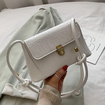 

Vintage Alligator Designer Baguette Bags Women PU Leather Handbags Shoulder Messenger Top-handle Crossbody Purse for Female Bags