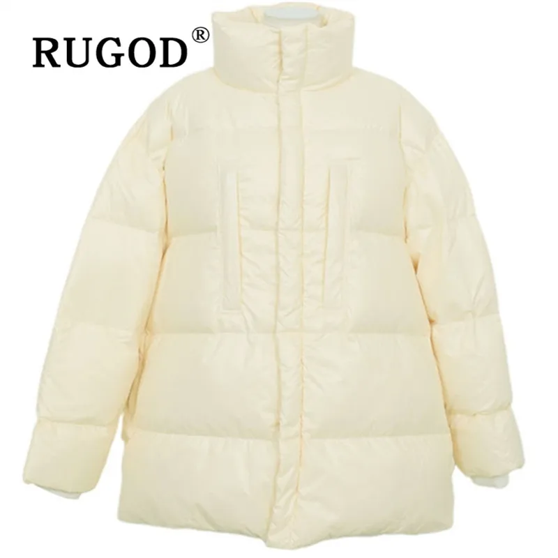 RUGOD, корейский ins, женский пуховик, хлопок, воротник-стойка, на молнии, теплая зимняя куртка, модная женская Повседневная Базовая верхняя одежда