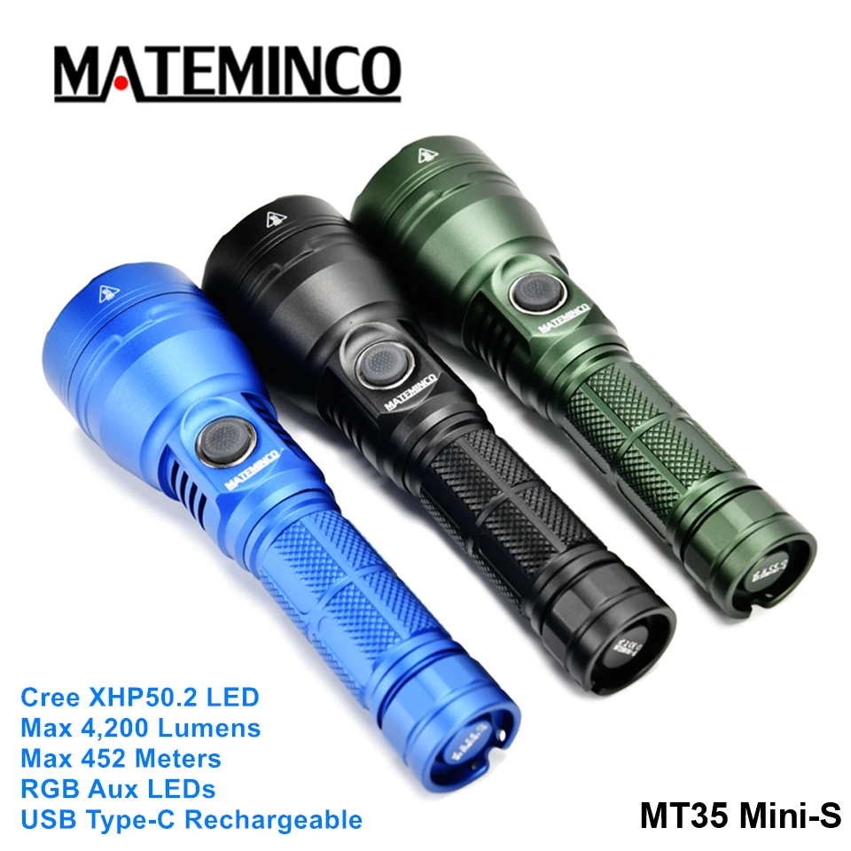 Mateminco MT35 Mini-S Outdoor High Power Spotlights Flashlight Cree XHP50.2 LED Long Range Torch Light with USB Type C Charging
