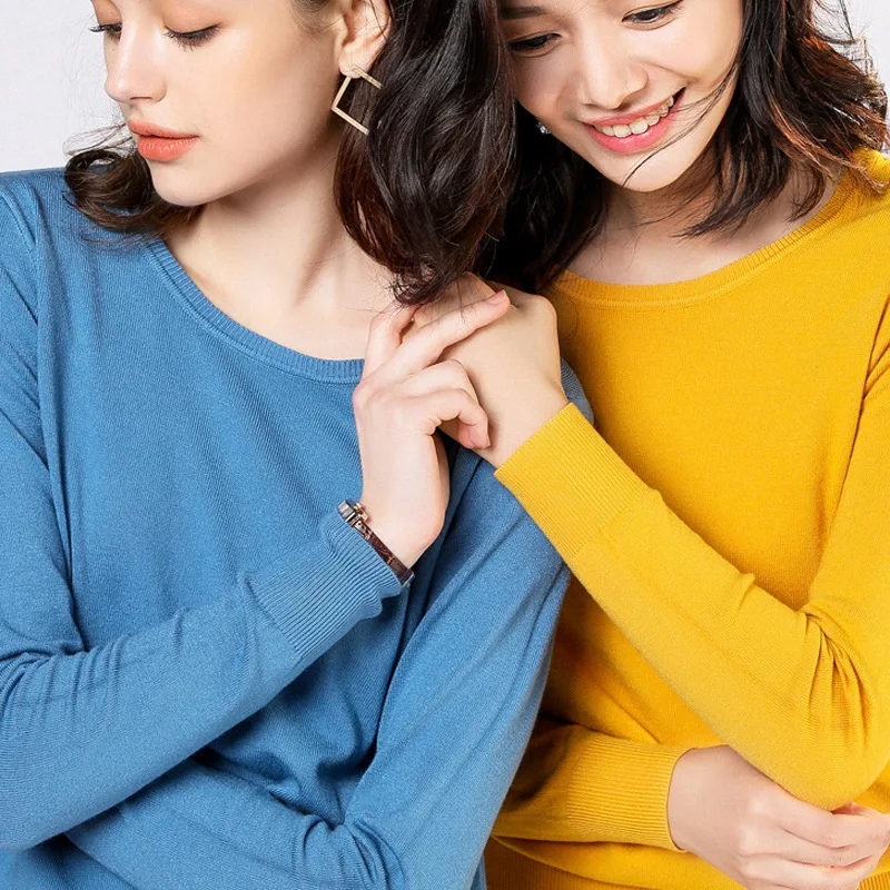 Ladies Knitted Sweater Women Pullovers Knit Jumper Spring Autumn Basic Women Sweaters Pullover Soft Slim Fit Top Knitwear Female