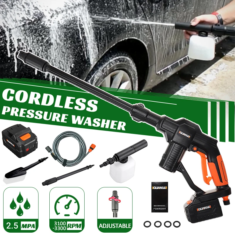 touchless carwash GUANXIN 20V Wireless High Pressure Car Washer Auto Spray Water Gun Car Cleaning Tool Portable Handheld Cleaner Washing Machine Cordless Car Washer