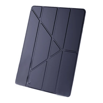 

Tablet Protection Multifunctional Foldable Smart Cover for iPad Pro 2020 TPU Silicone Back Cover (Dark Blue)