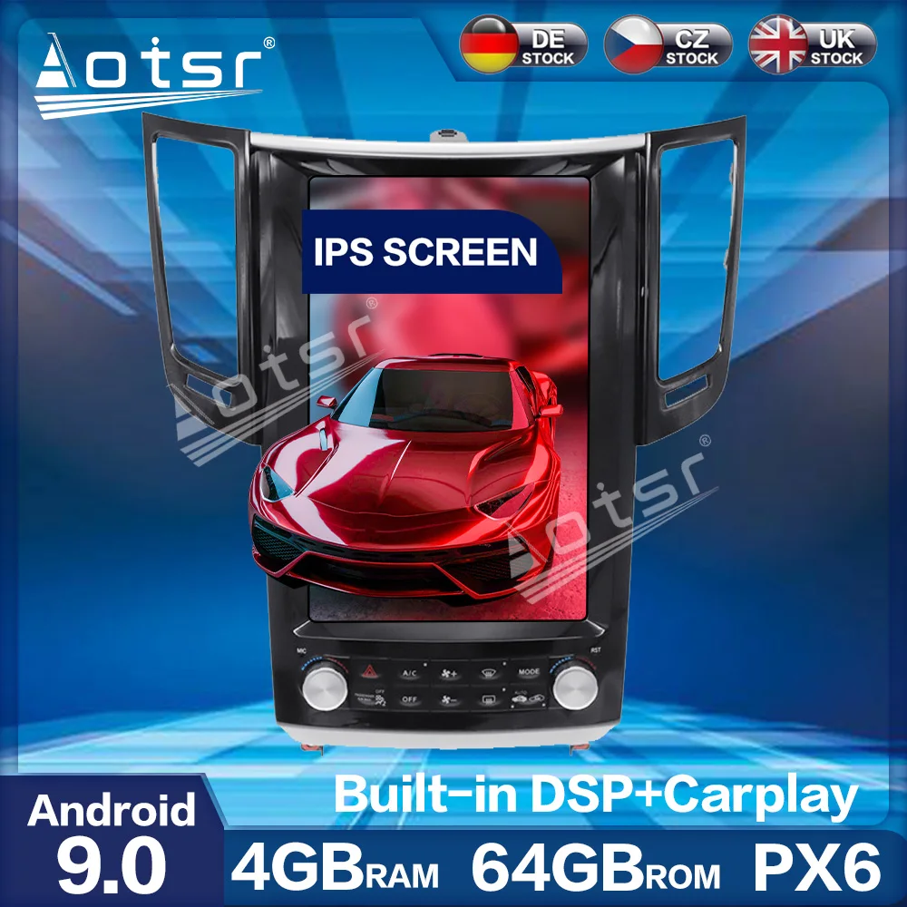 Для Infiniti QX70 FX25 FX35 FX37 Aotsr Vertical Tesla PX6 Android 8 1 4 + 64 ГБ Автомобильный Радио плеер GPS